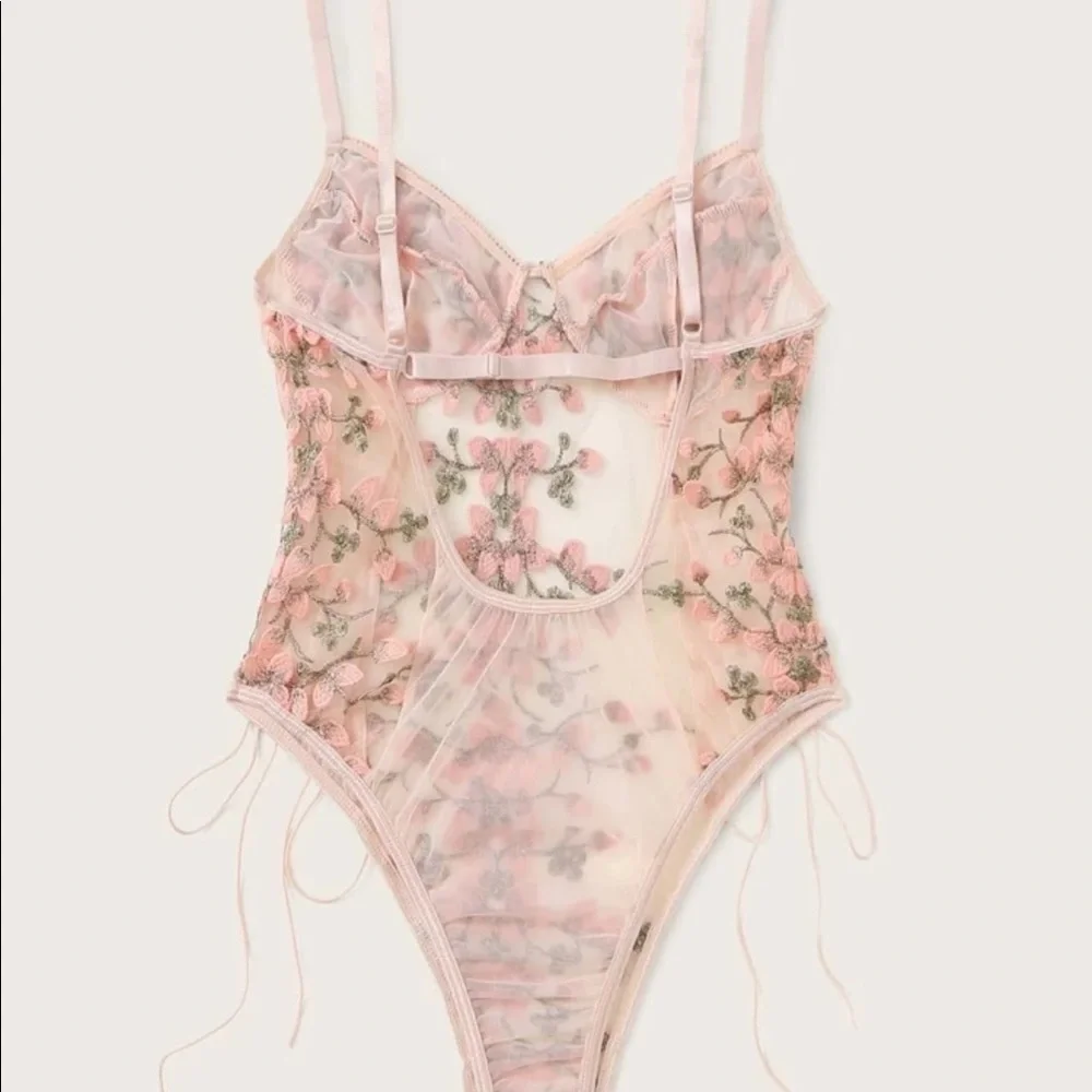 Lace Mesh Floral One Piece Bodysuit Lingerie Top - Picture 8 of 16